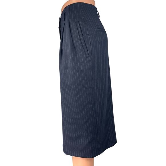 Paul Stuart Women's Blue Wool Pinstripe Knee Length Straight Pencil Skirt Size S - Picture 2 of 5